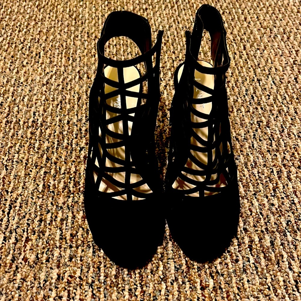 Black Suede Kitten Heal Sandal pump